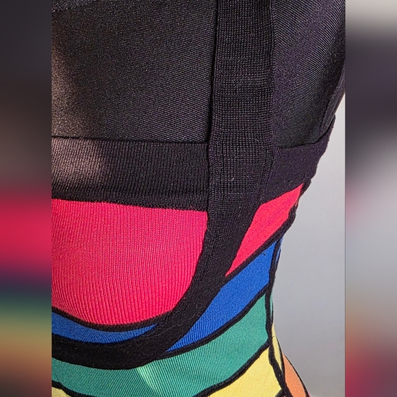 Yuka Colorful Striped Colorblock Bodycon Mini Dress , S - Picture 7 of 8